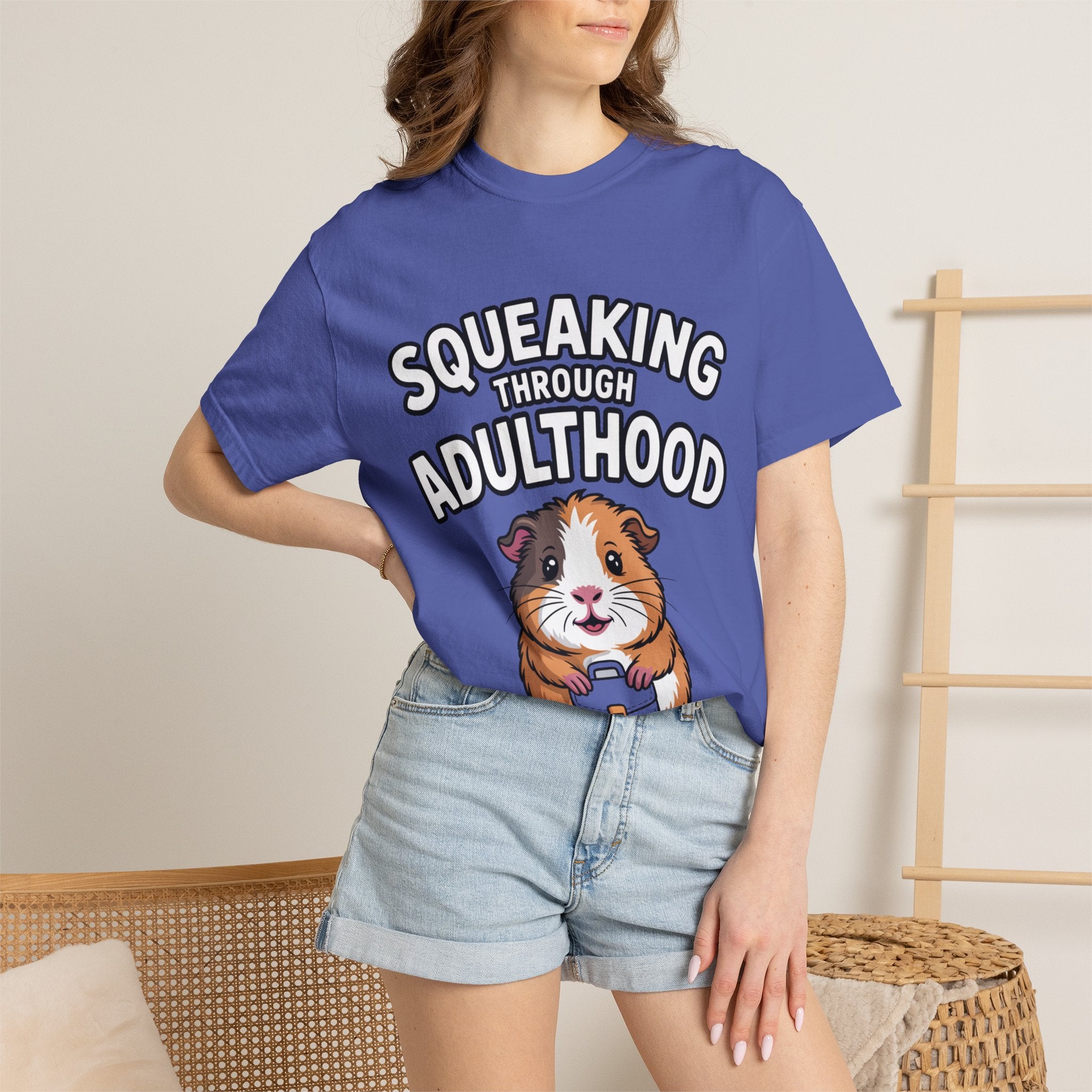Guinea Pig Squeaking Through Adulthood Shirt, Funny Guinea Pig T-Shirt, Adulting Humor Tee, Cute Guinea Pig Lover Gift