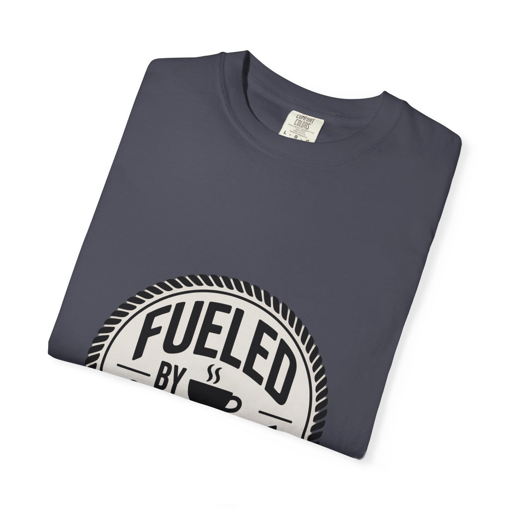Fueled By Coffee Badge Shirt, Vintage Coffee Lover T-Shirt, Retro Coffee Stamp Logo Tee, Funny Coffee Addict Gift