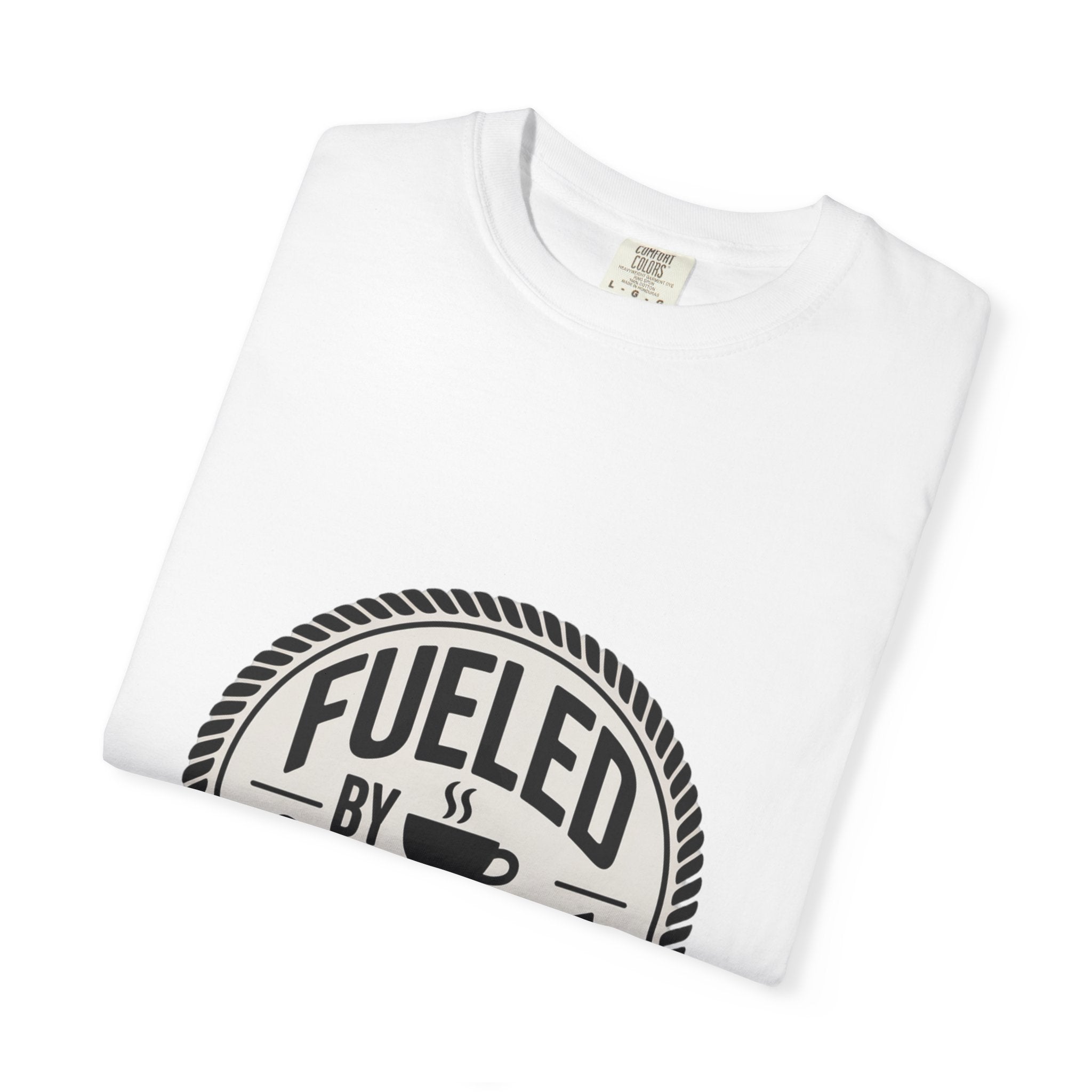 Fueled By Coffee Badge Shirt, Vintage Coffee Lover T-Shirt, Retro Coffee Stamp Logo Tee, Funny Coffee Addict Gift
