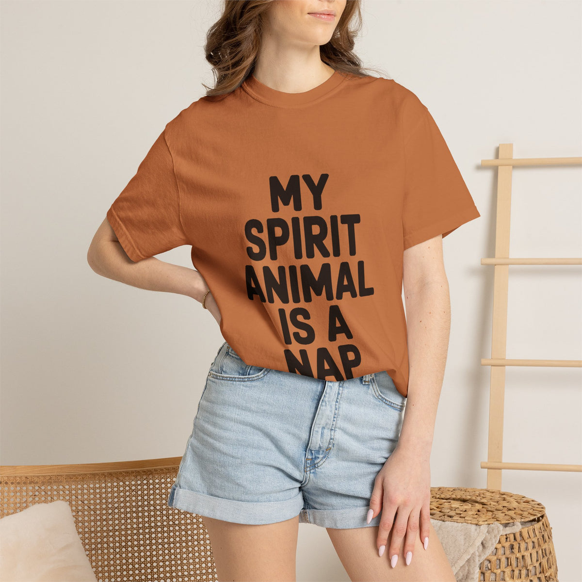 My Spirit Animal Is A Nap T-Shirt, Funny Nap Lover Shirt, Lazy Day Sarcastic Tee, Nap Queen King Gift, Garment Dyed Unisex Tee