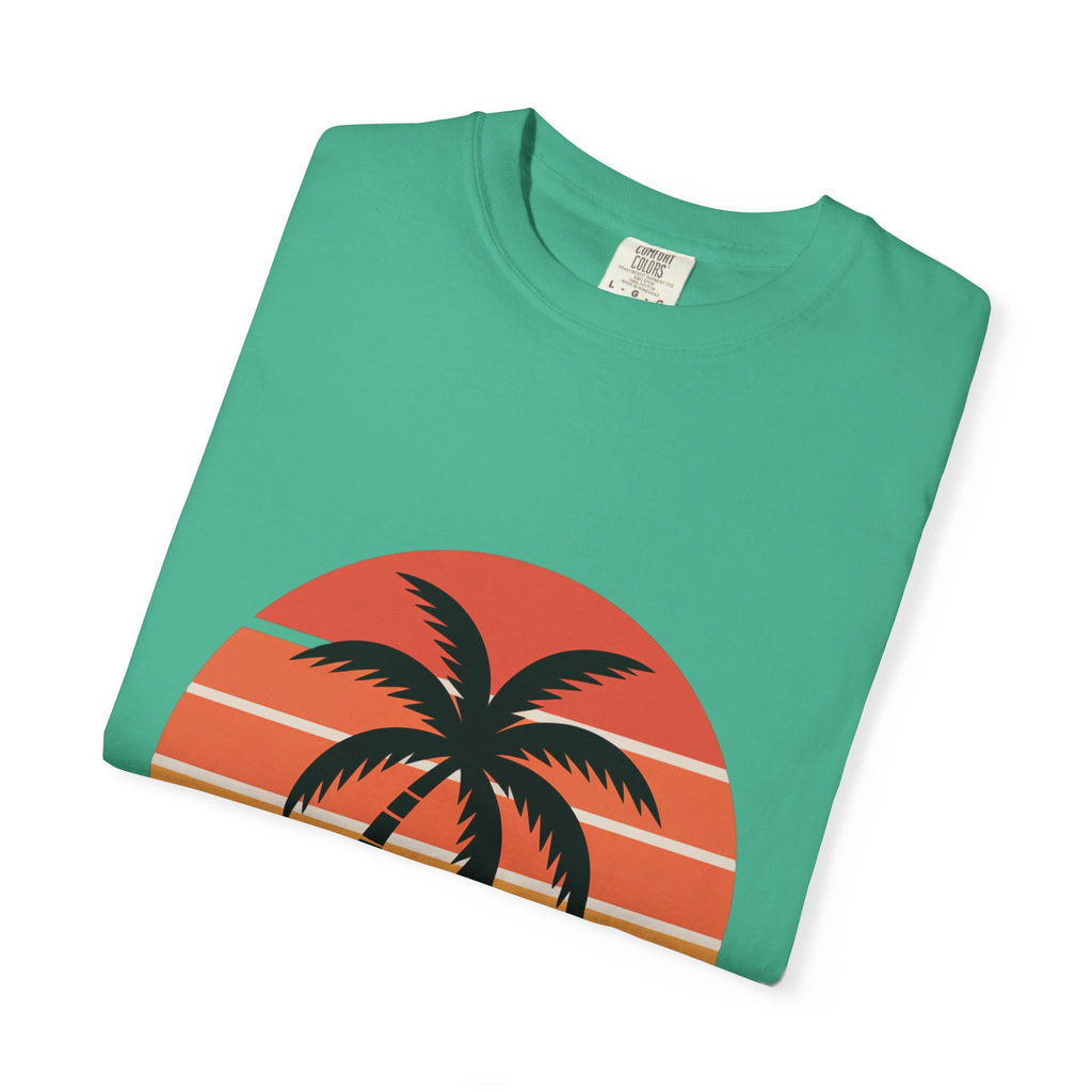 Salt Air Messy Hair Beach Shirt, Retro Sunset Badge T-Shirt, Vintage Palm Tree Wave Tee, Summer Vacation Gift