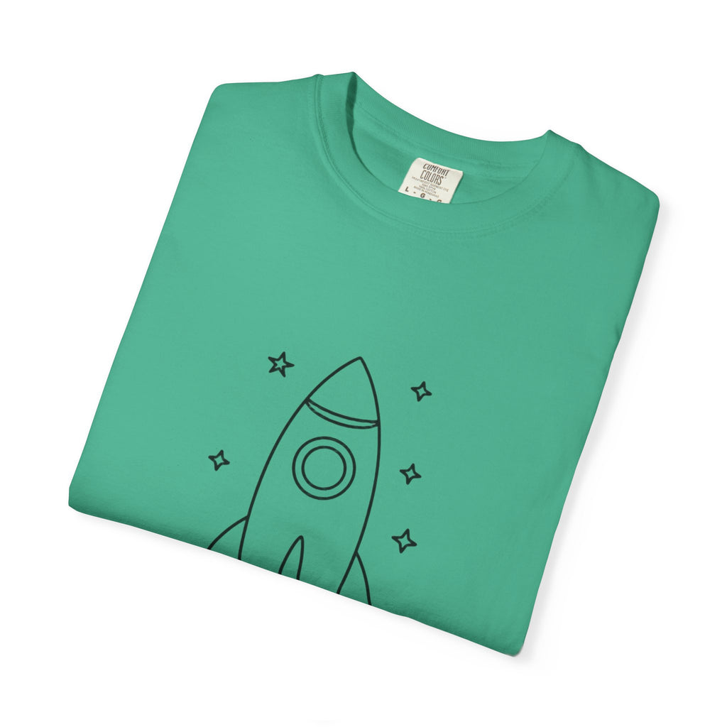 Rocket Ship Line Art Shirt, Minimalist Chase The Stars T-Shirt, Single Line Space Tee, Cute Rocket Tattoo Style Shirt Gift