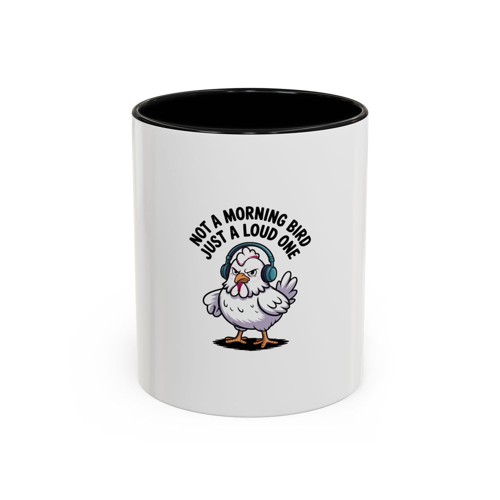 Not A Morning Bird Mug, Funny Chicken Coffee Mug, Grumpy Chicken Headphones Cup, Sarcastic Coffee Lover Gift, Loud Bird Mug