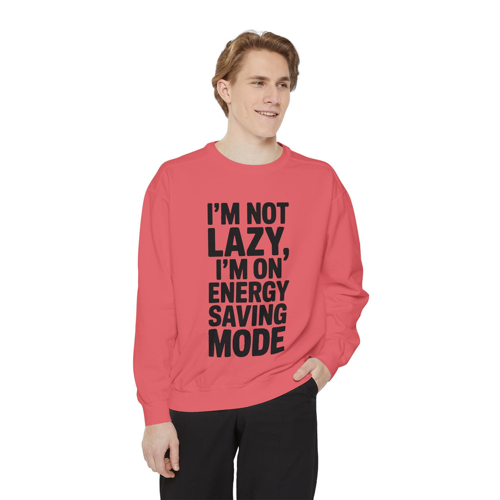 Energy Saving Mode Sweatshirt, Funny Lazy Quote Crewneck, I'm Not Lazy Embroidered Sweatshirt, Sarcastic Gift for Introvert
