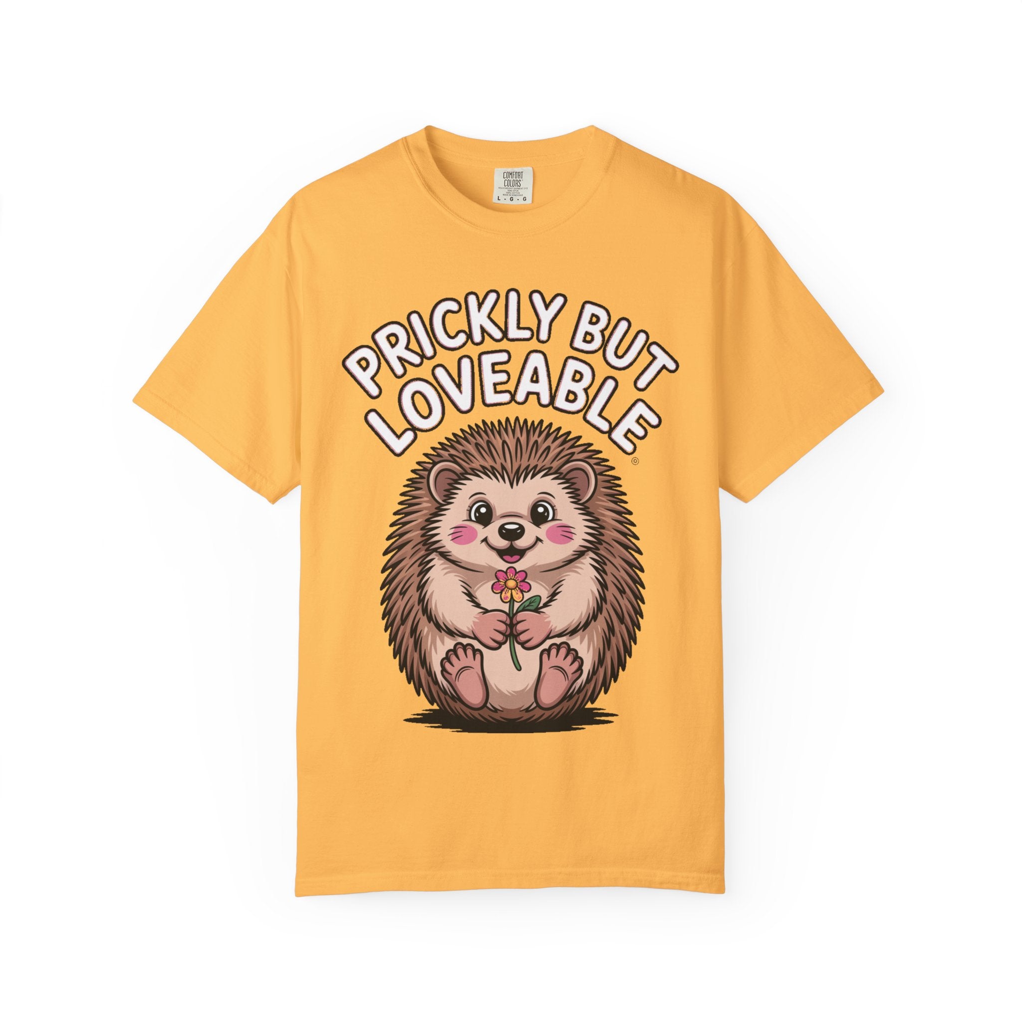 Prickly But Loveable Hedgehog Shirt, Cute Cartoon Hedgehog T-Shirt, Funny Animal Lover Gift, Flower Hedgehog Tee