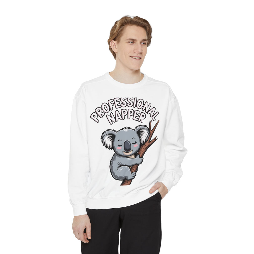 Professional Napper Koala Sweatshirt, Funny Koala Crewneck, Cute Nap Lover Gift, Cozy Animal Sweatshirt for Sleepy Souls