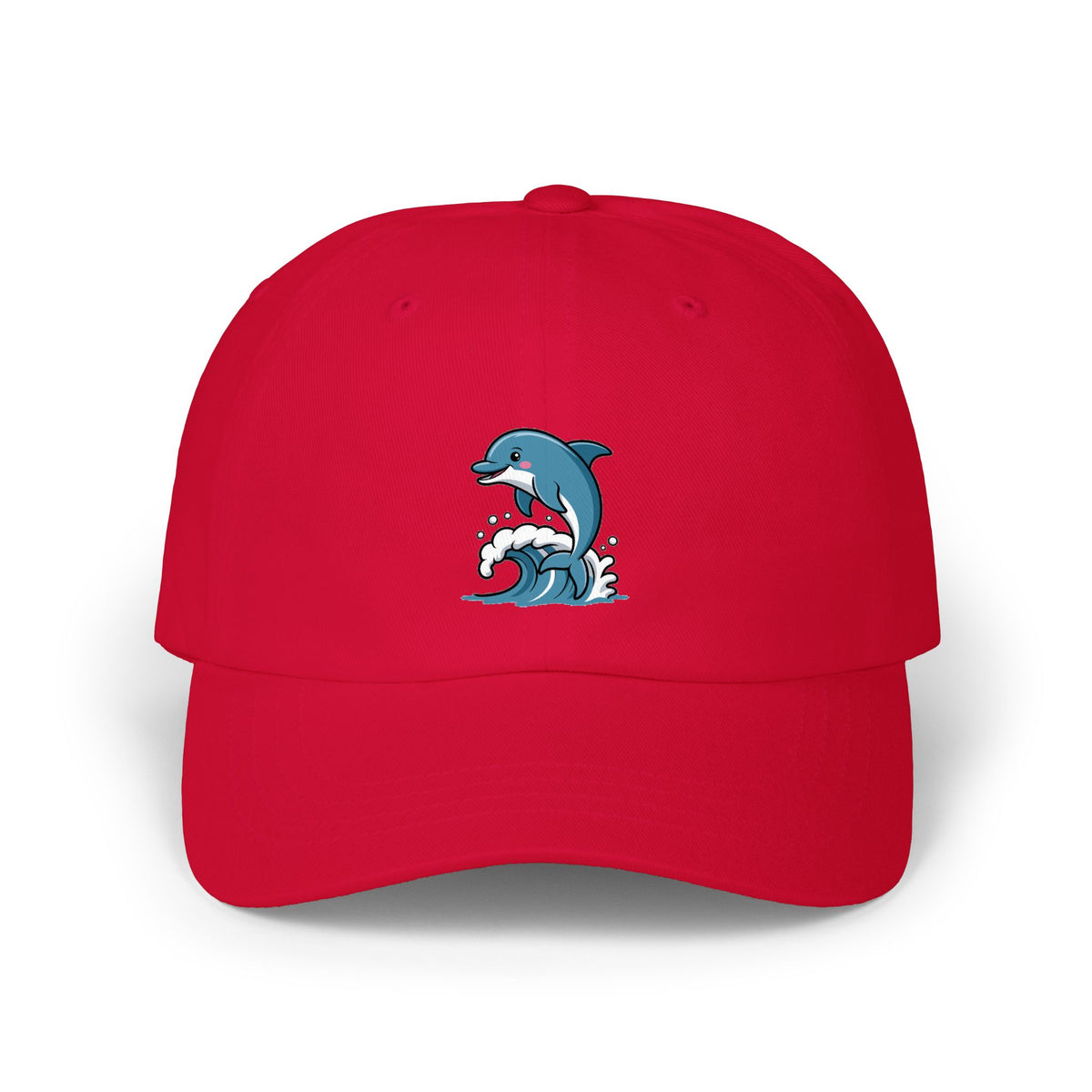 Dolphin Dad Hat, Cute Jumping Dolphin Cap, Ocean Wave Embroidered Hat, Beach Lover Gift, Unstructured 6-Panel Dad Cap
