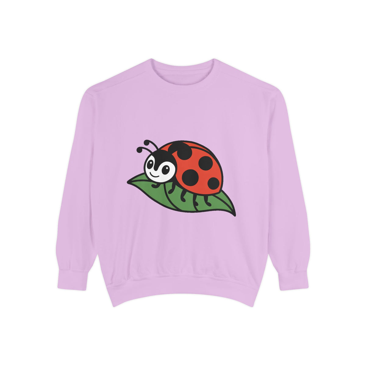 Ladybug Sweatshirt, Cute Embroidered Ladybug On Leaf Crewneck, Garden Lover Gift, Nature Sweatshirt