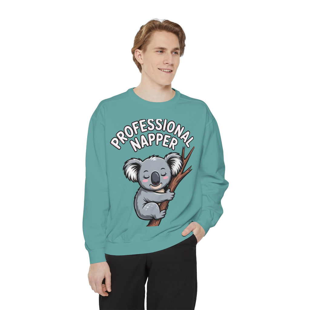 Professional Napper Koala Sweatshirt, Funny Koala Crewneck, Cute Nap Lover Gift, Cozy Animal Sweatshirt for Sleepy Souls