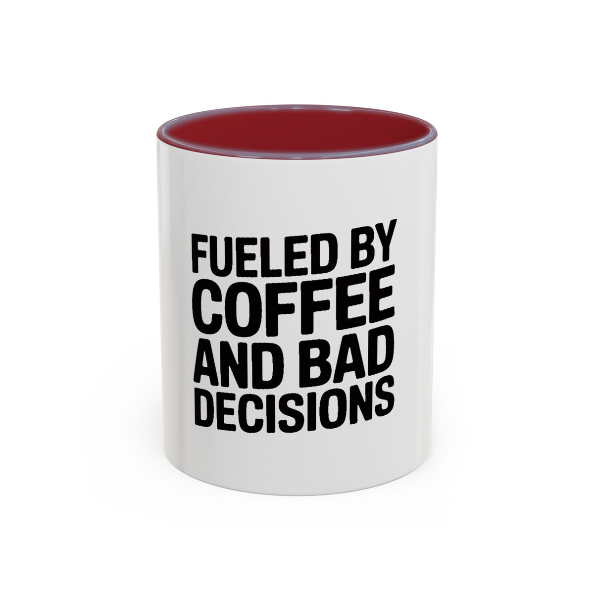 Fueled By Coffee And Bad Decisions Mug, Funny Sarcastic Coffee Cup, Bold Typography Mug, Coworker Gift, Sarcastic Coffee Lover Gift