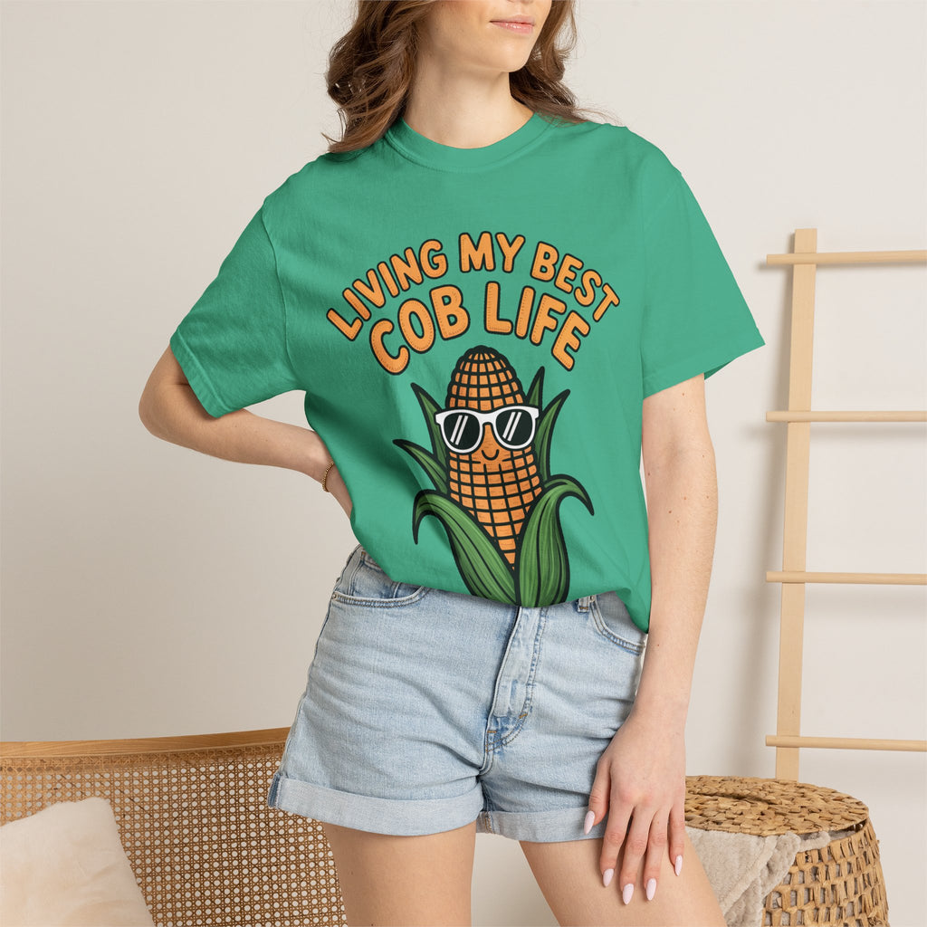Funny Corn Shirt, Living My Best Cob Life T-Shirt, Cute Corn Sunglasses Tee, Vegetable Lover Gift, Funny Food Shirt