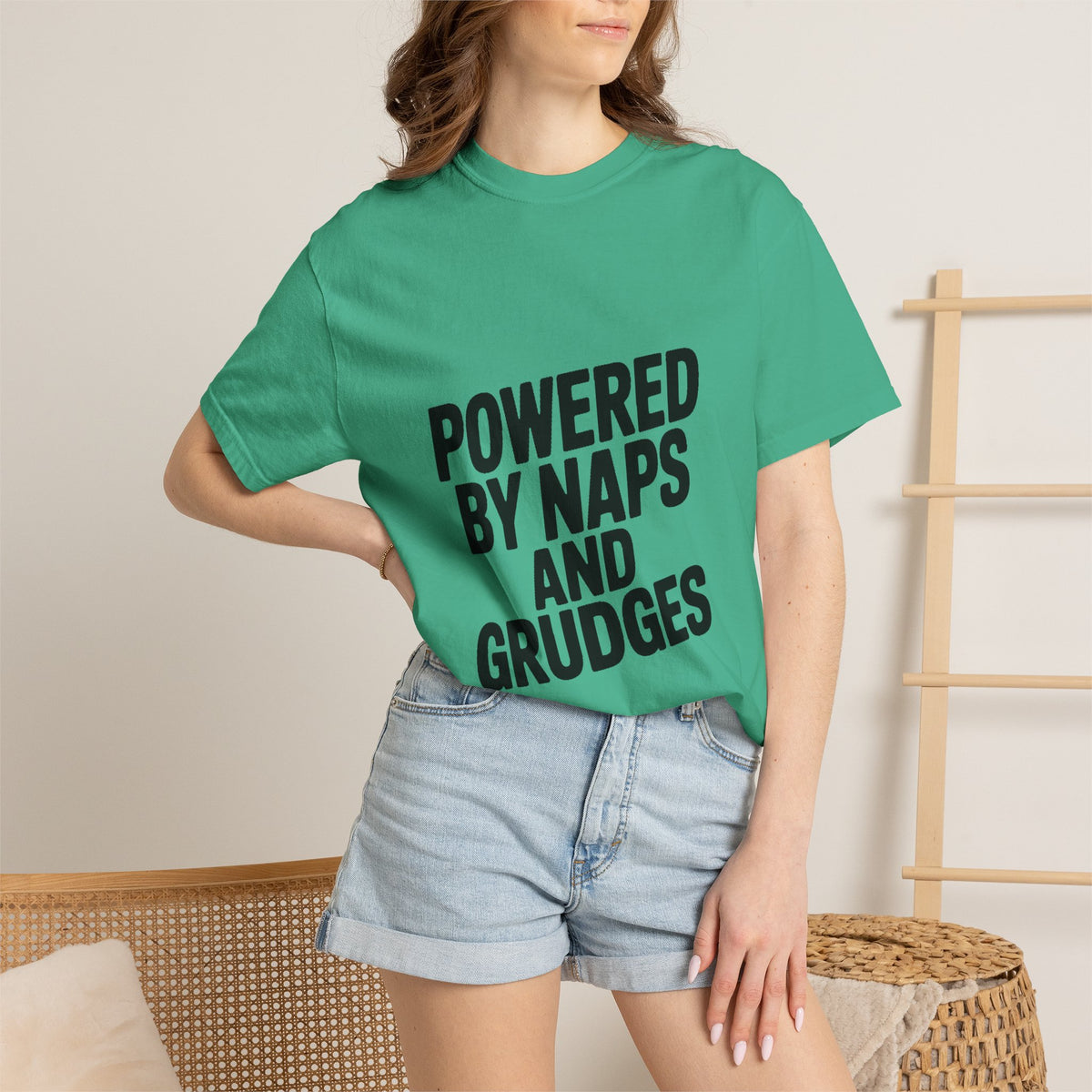 Powered By Naps And Grudges Shirt, Funny Sarcastic T-Shirt, Bold Typography Tee, Introvert Humor Gift