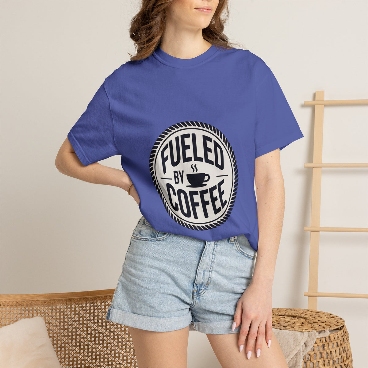 Fueled By Coffee Badge Shirt, Vintage Coffee Lover T-Shirt, Retro Coffee Stamp Logo Tee, Funny Coffee Addict Gift