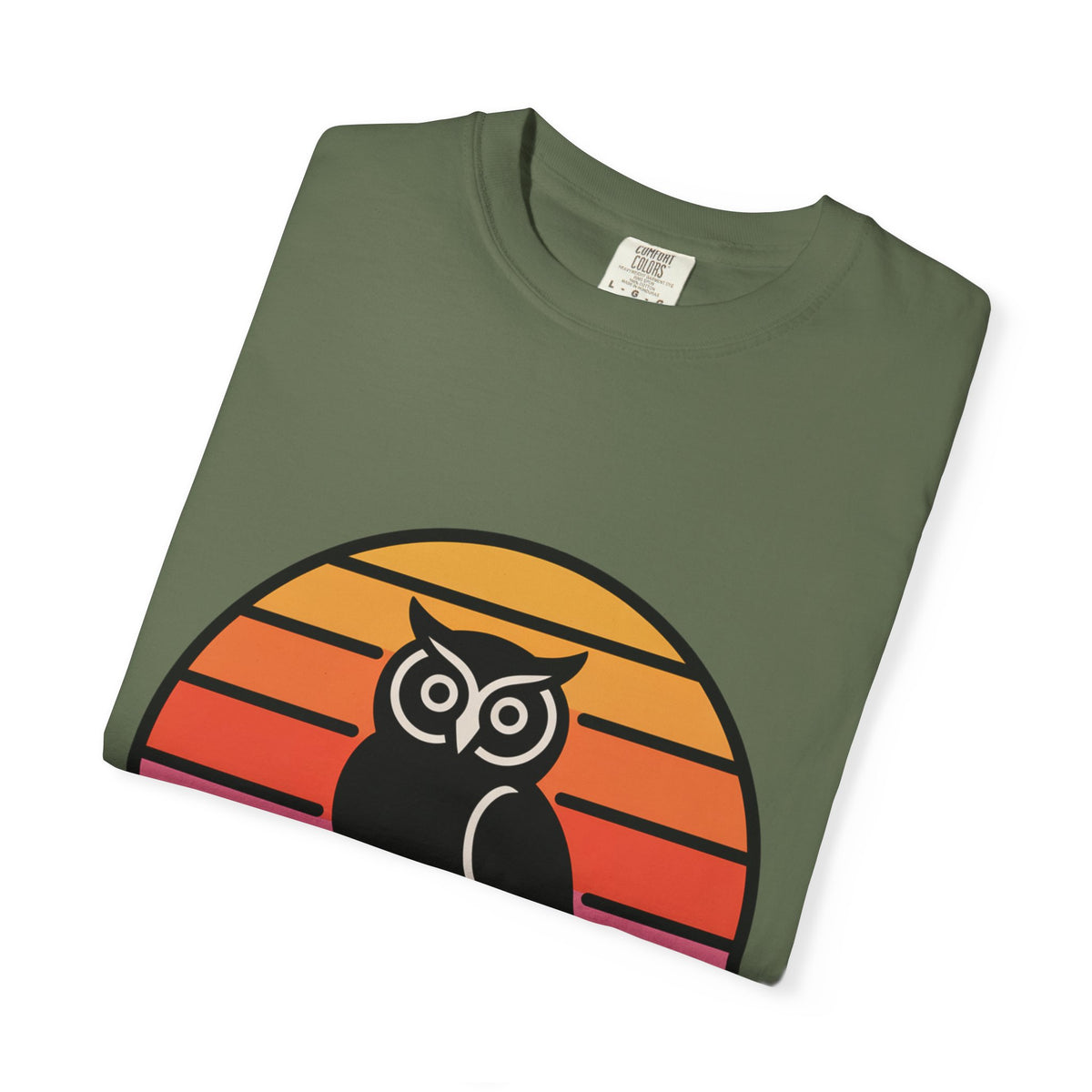 Retro Sunset Owl Badge T-Shirt