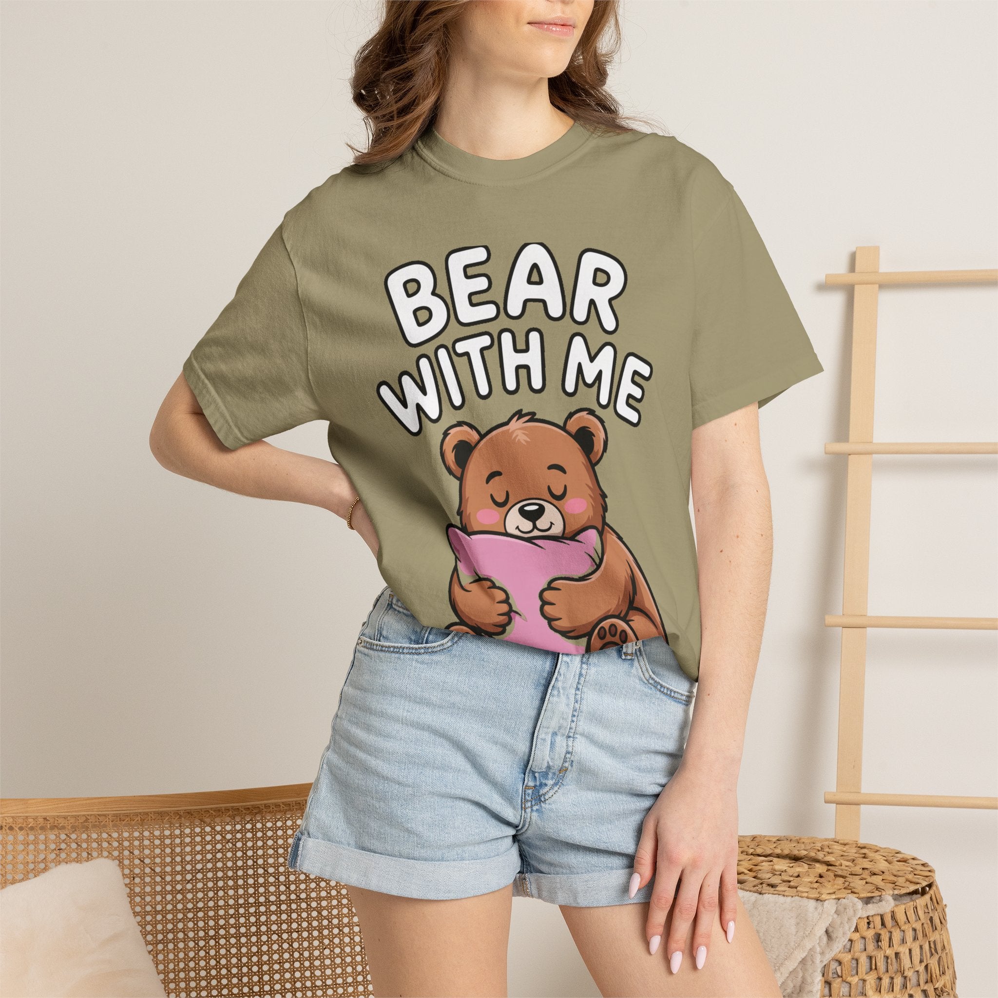 Bear With Me Shirt, Cute Sleepy Bear T-Shirt, Funny Bear Hug Pillow Tee, Cozy Introvert Gift