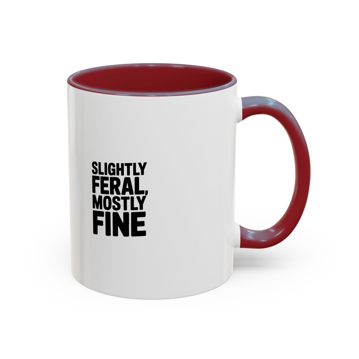 Slightly Feral Mostly Fine Mug, Funny Sarcastic Coffee Mug, Bold Typography Mug, Funny Gift for Her Him, Sarcastic Coffee Cup