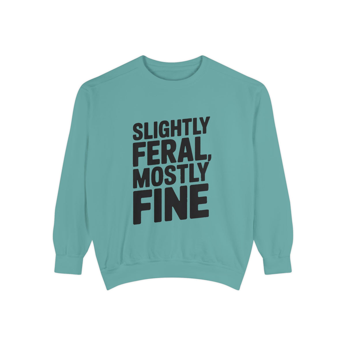 Slightly Feral Mostly Fine Sweatshirt, Funny Embroidered Crewneck, Sarcastic Quote Sweatshirt, Minimalist Text Gift for Her