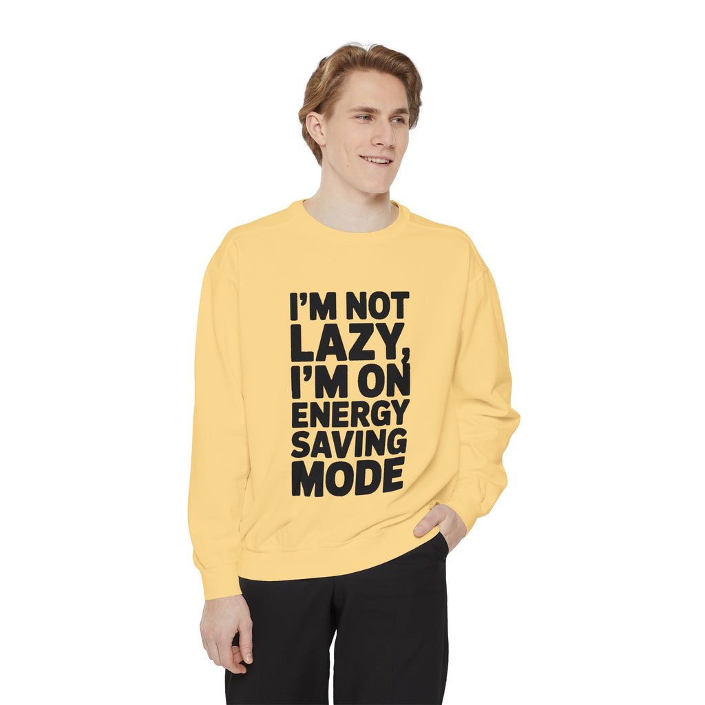 I'm Not Lazy I'm On Energy Saving Mode Sweatshirt, Funny Embroidered Crewneck, Sarcastic Quote Sweatshirt, Lazy Day Gift