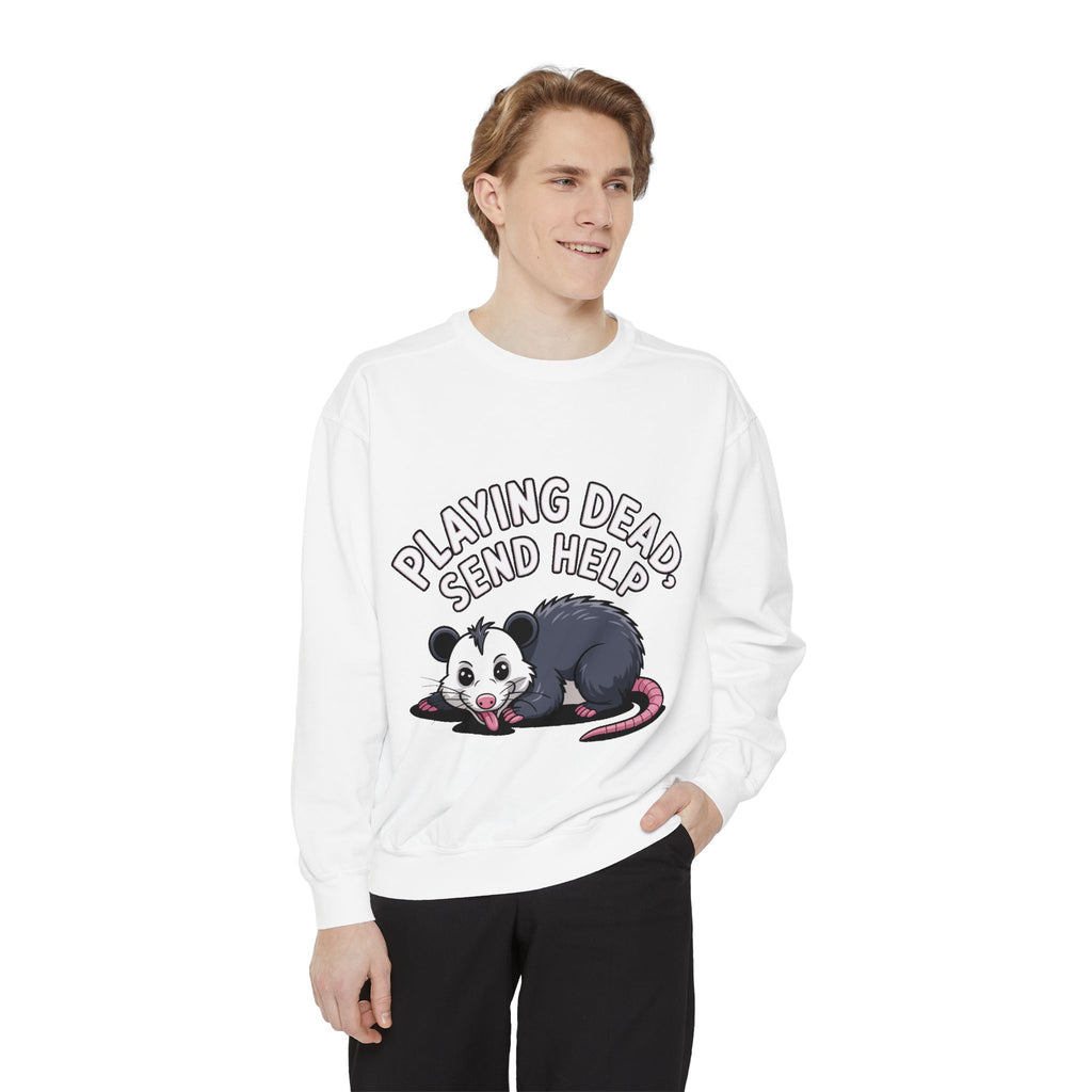 Funny Opossum Sweatshirt, Playing Dead Send Help Crewneck, Cute Possum Lover Gift, Funny Animal Sweatshirt for Introverts
