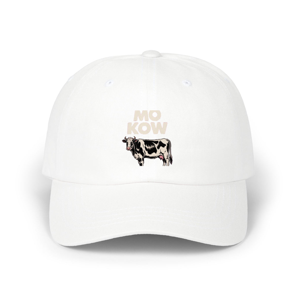 Mo Kow Funny Cow Dad Hat, Absurd Meme Embroidered Cap, Deadpan Farm Animal Hat, Funny Farmer Gift, Cow Lover Baseball Cap