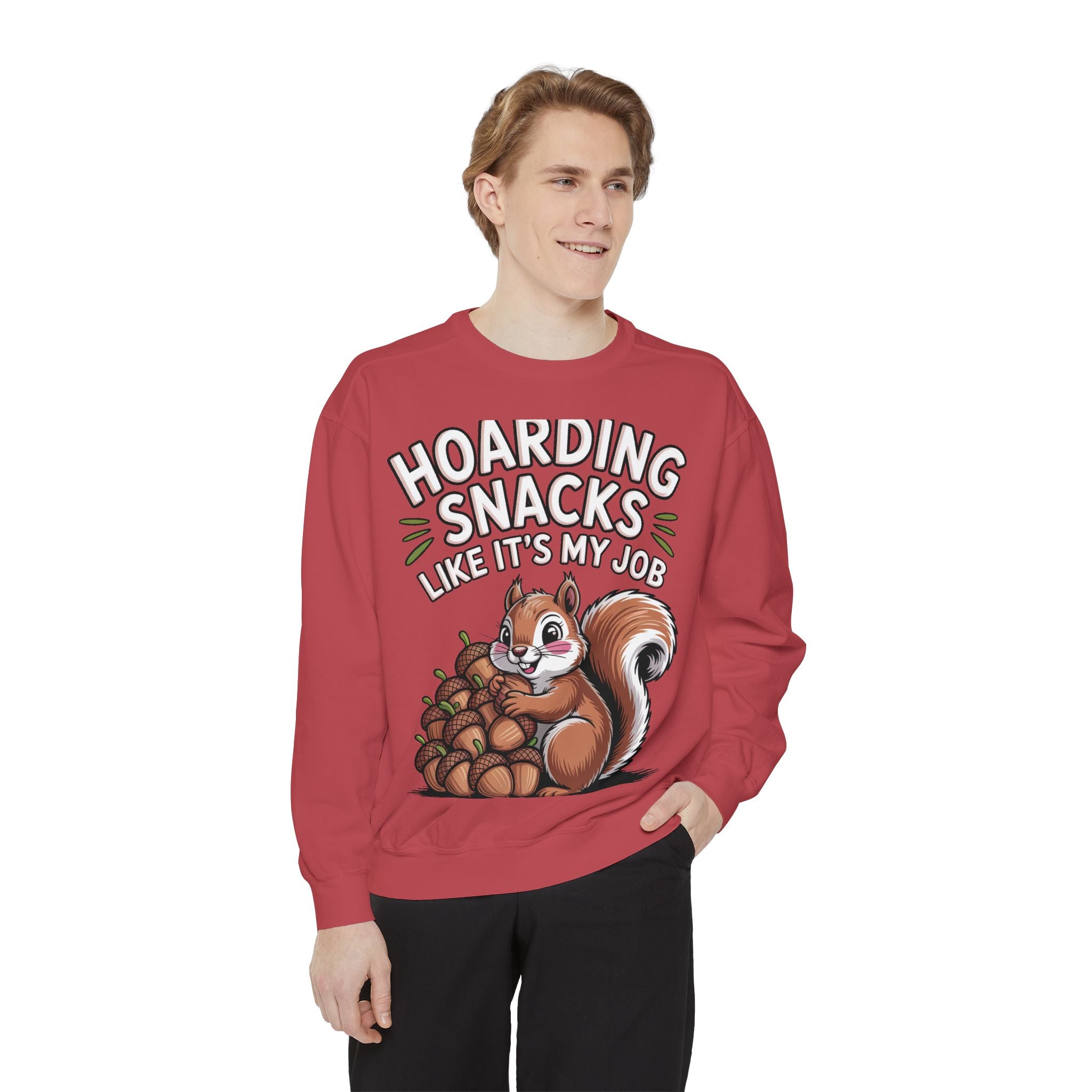 Funny Squirrel Sweatshirt, Hoarding Snacks Like It's My Job Crewneck, Cute Acorn Squirrel Gift, Snack Lover Sweatshirt