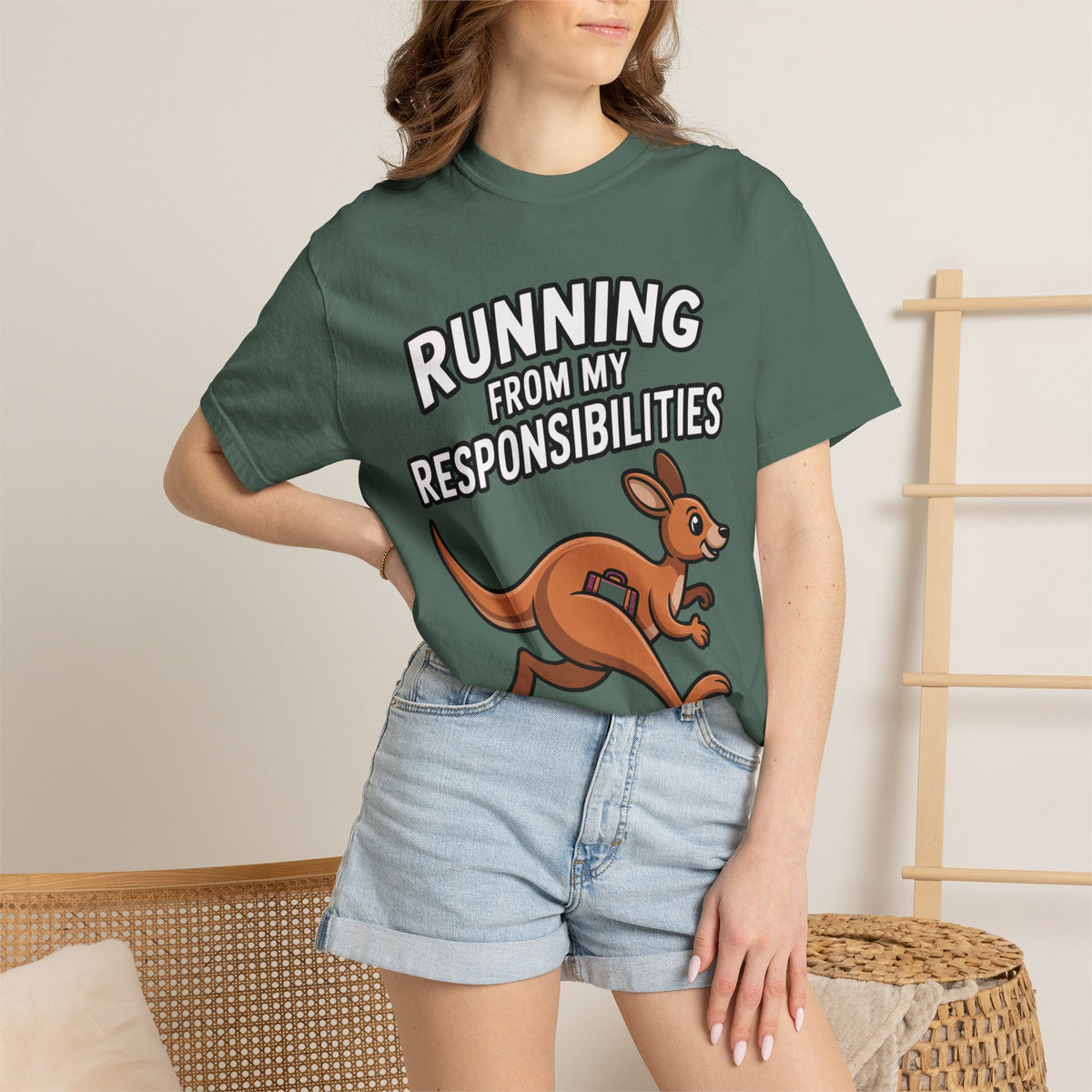 Funny Kangaroo Shirt, Running From My Responsibilities T-Shirt, Sarcastic Adulting Tee, Funny Gift for Procrastinators