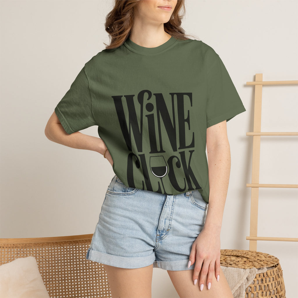 Wine O'Clock Shirt, Funny Wine Lover T-Shirt, Bold Typography Wine Glass Tee, Cute Gift for Wine Drinker