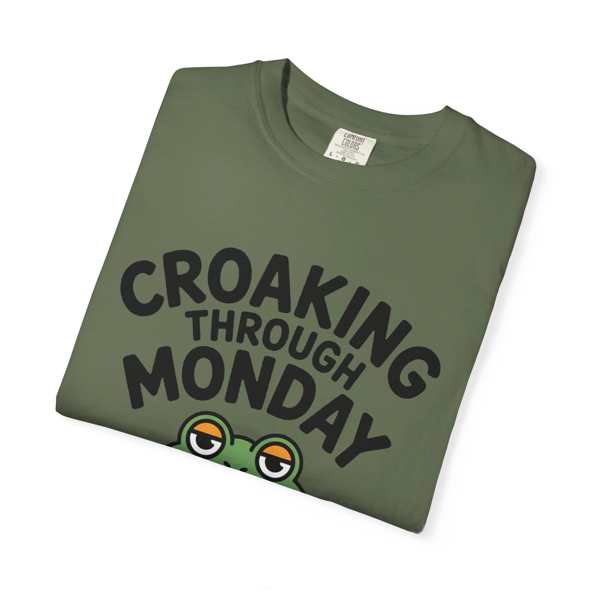 Croaking Through Monday Shirt, Funny Frog Coffee T-Shirt, Cute Frog Lover Gift, Monday Mood Tee, Sarcastic Frog Shirt