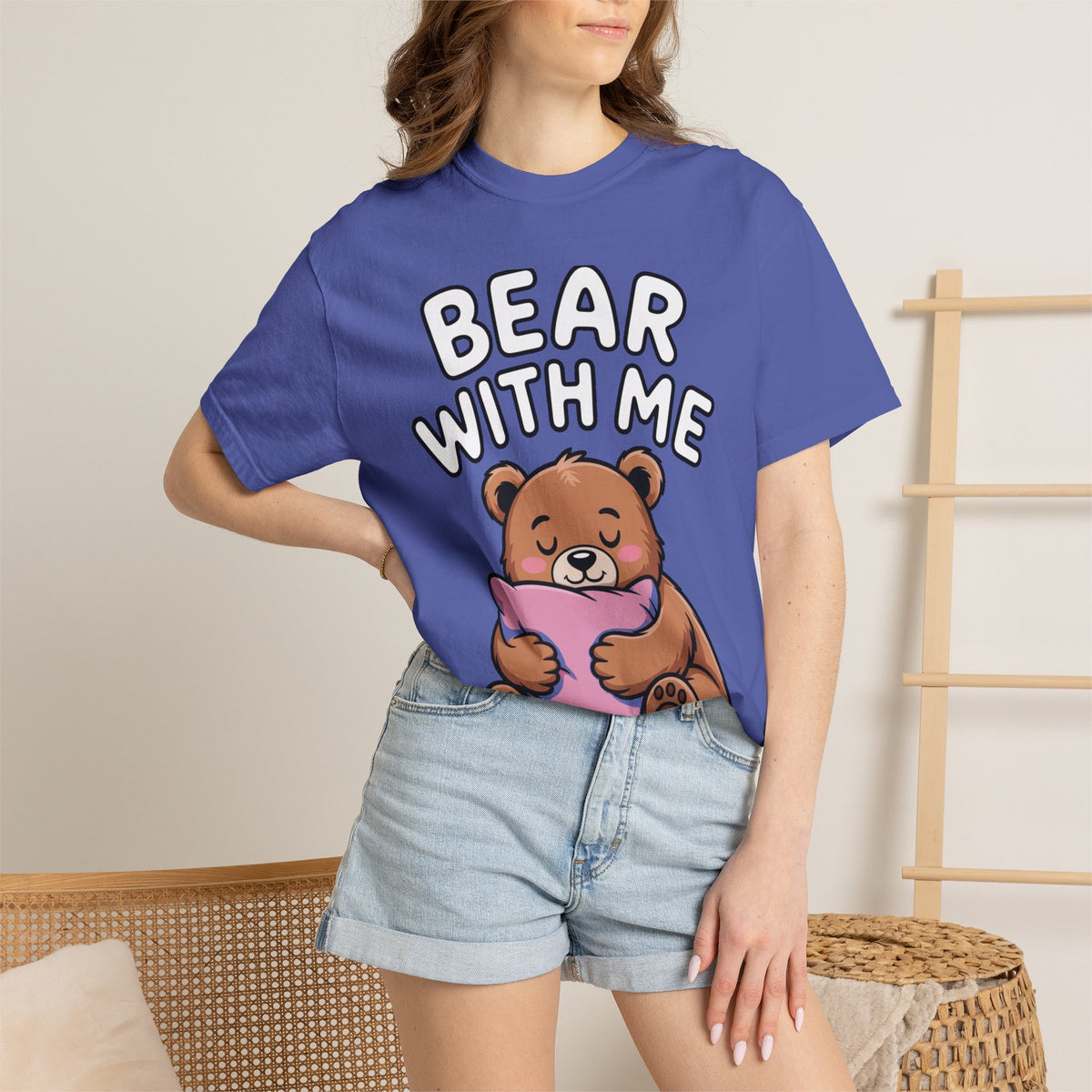 Bear With Me Shirt, Cute Sleepy Bear T-Shirt, Funny Bear Hug Pillow Tee, Cozy Introvert Gift