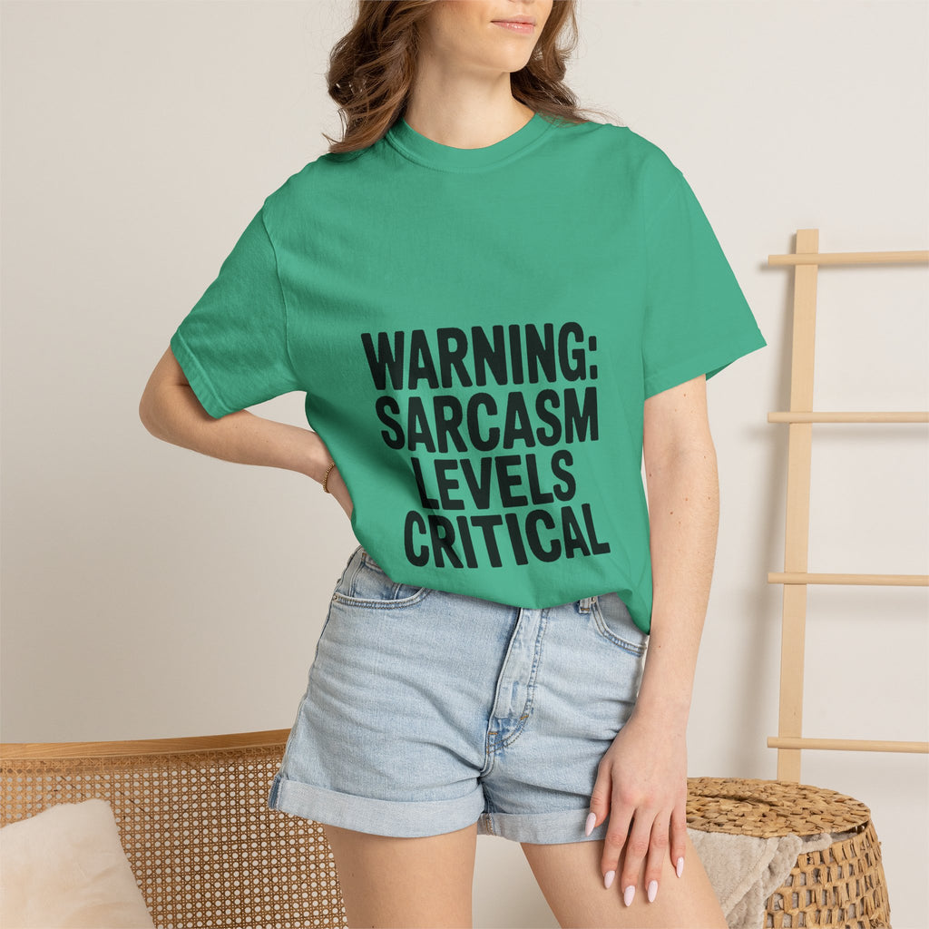 Warning Sarcasm Levels Critical Shirt, Funny Sarcastic T-Shirt, Bold Text Tee, Sarcasm Gift for Him Her, Funny Quote Shirt