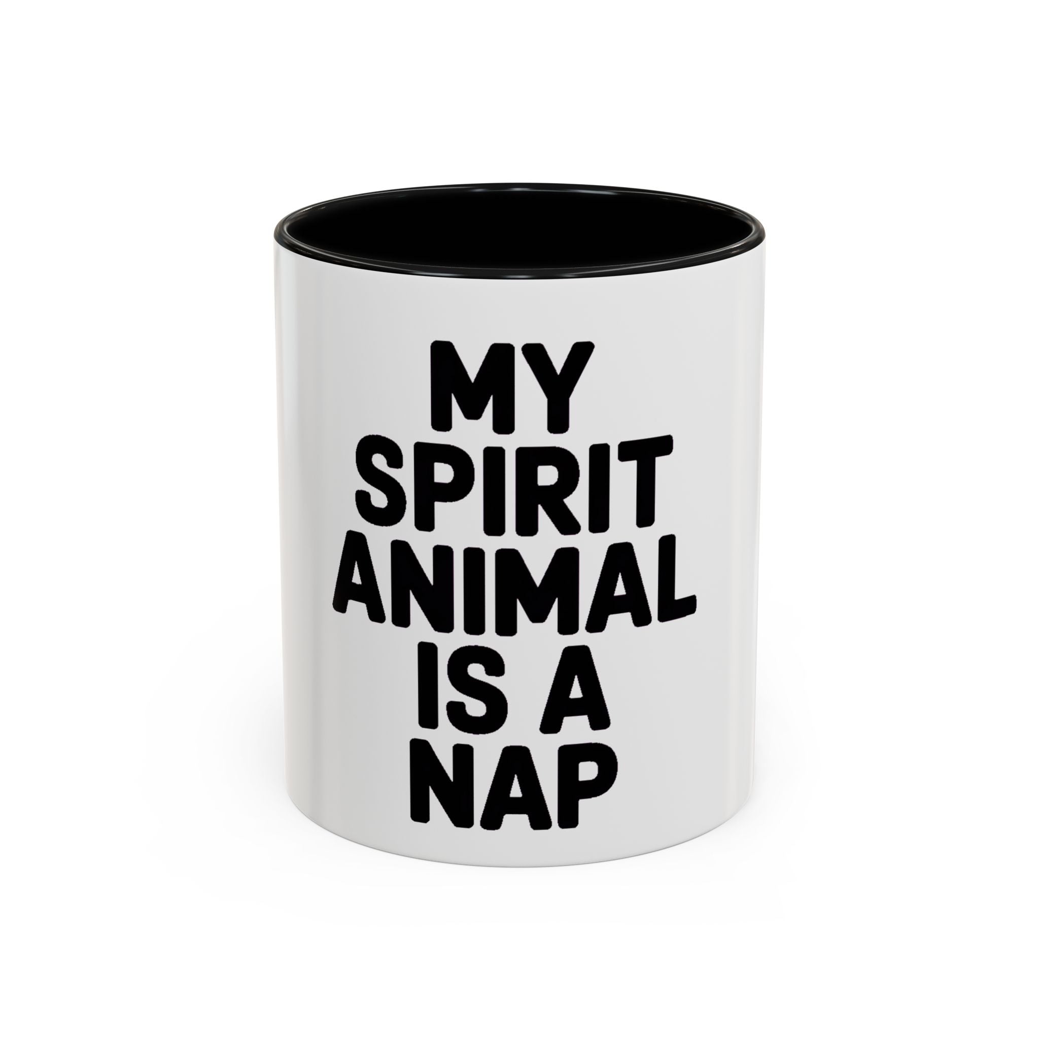 My Spirit Animal Is A Nap Mug, Funny Nap Lover Coffee Cup, Lazy Day Sarcastic Gift, Bold Typography Accent Mug for Coffee or Tea