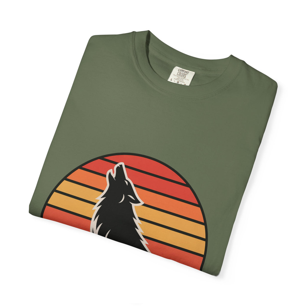 Retro Sunset Wolf Badge T-Shirt