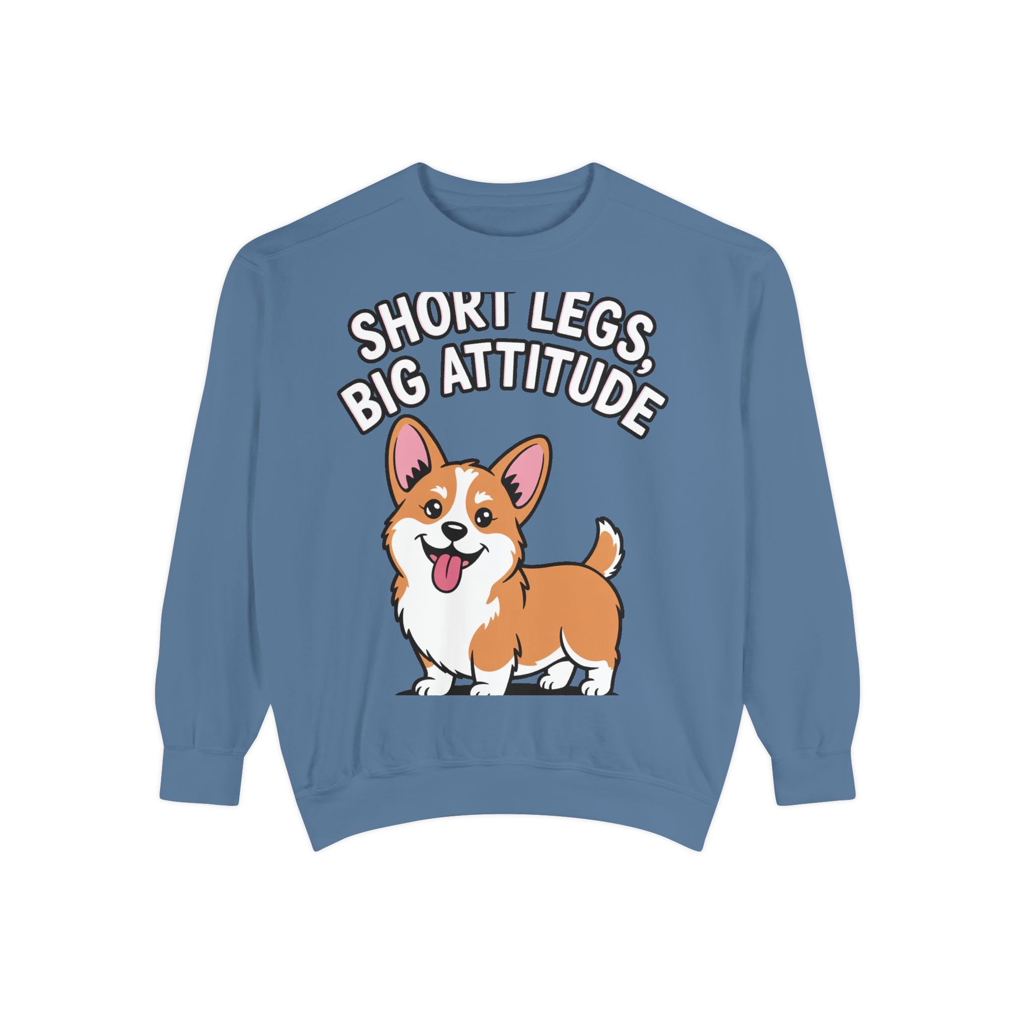 Short Legs Big Attitude Corgi Sweatshirt, Funny Corgi Crewneck, Cute Dog Lover Gift, Embroidered Patch Style Corgi Sweater