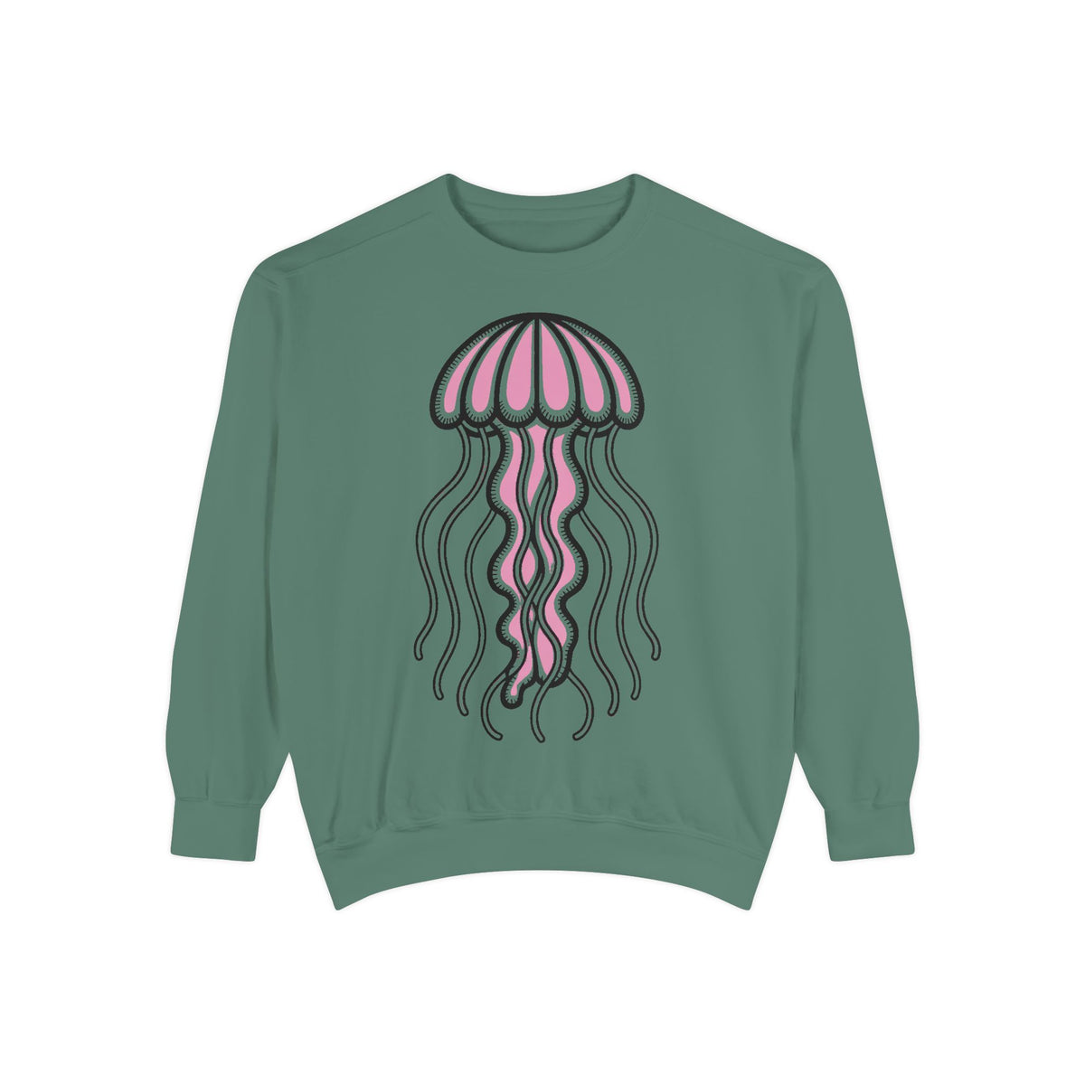 Cute Jellyfish Sweatshirt, Glowing Jellyfish Embroidered Crewneck, Ocean Lover Gift, Cottagecore Sea Animal Sweatshirt