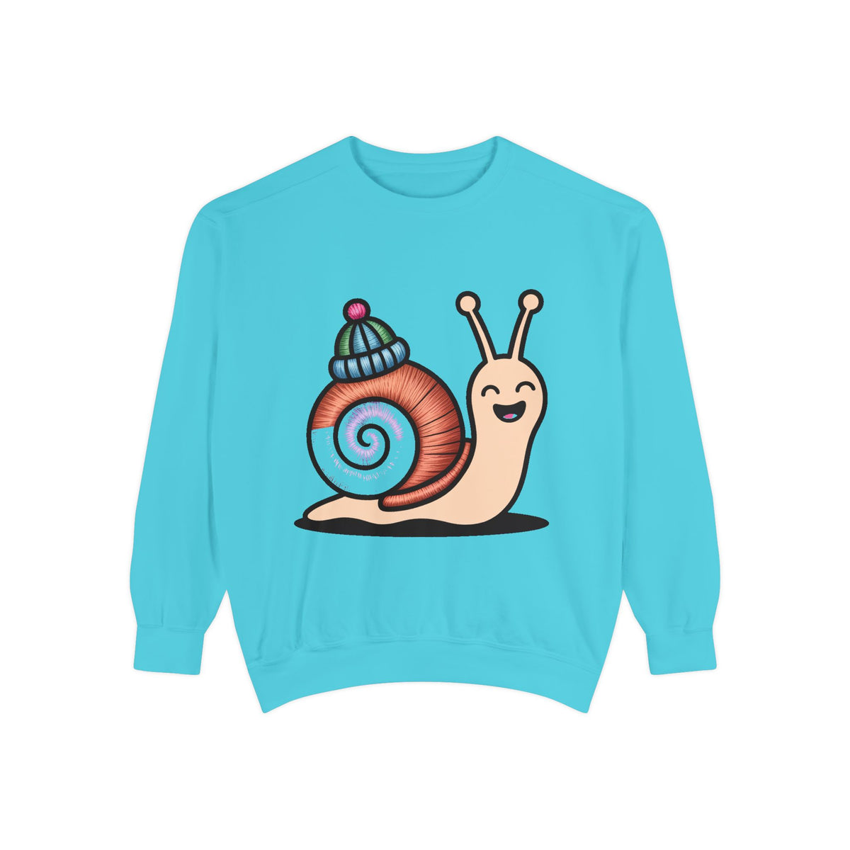 Cute Snail Sweatshirt, Embroidered Patch Style Snail With Tiny Hat Crewneck, Cottagecore Nature Lover Gift, Garment-Dyed Pullover