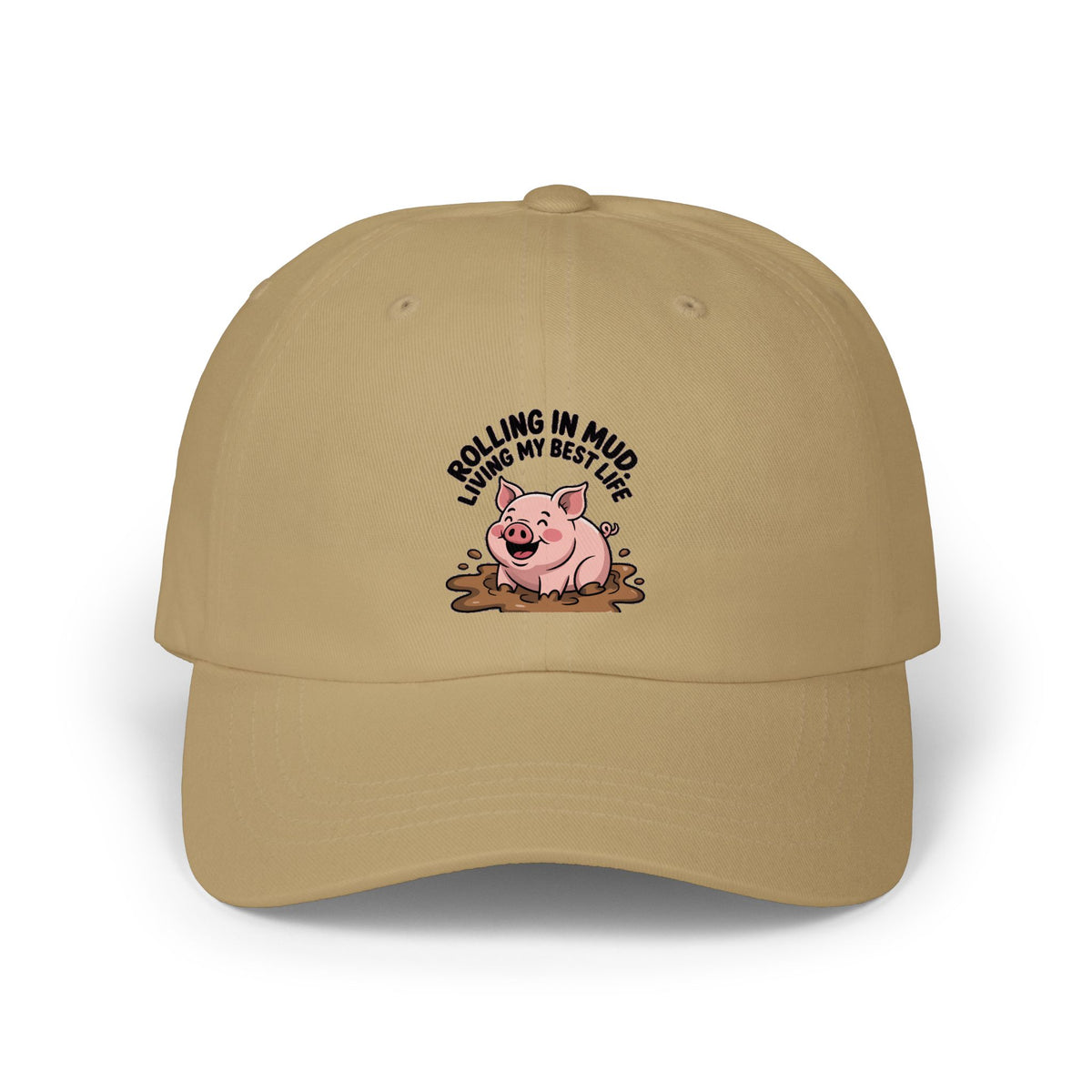 Funny Pig Dad Hat, Rolling In Mud Living My Best Life Cap, Cute Pig Embroidered Hat, Farm Animal Lover Gift, Funny Farmer Cap