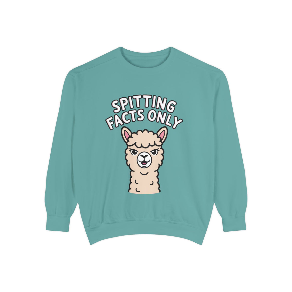 Alpaca Spitting Facts Sweatshirt, Funny Sassy Alpaca Crewneck, Cute Embroidered-Style Animal Sweatshirt, Alpaca Lover Gift