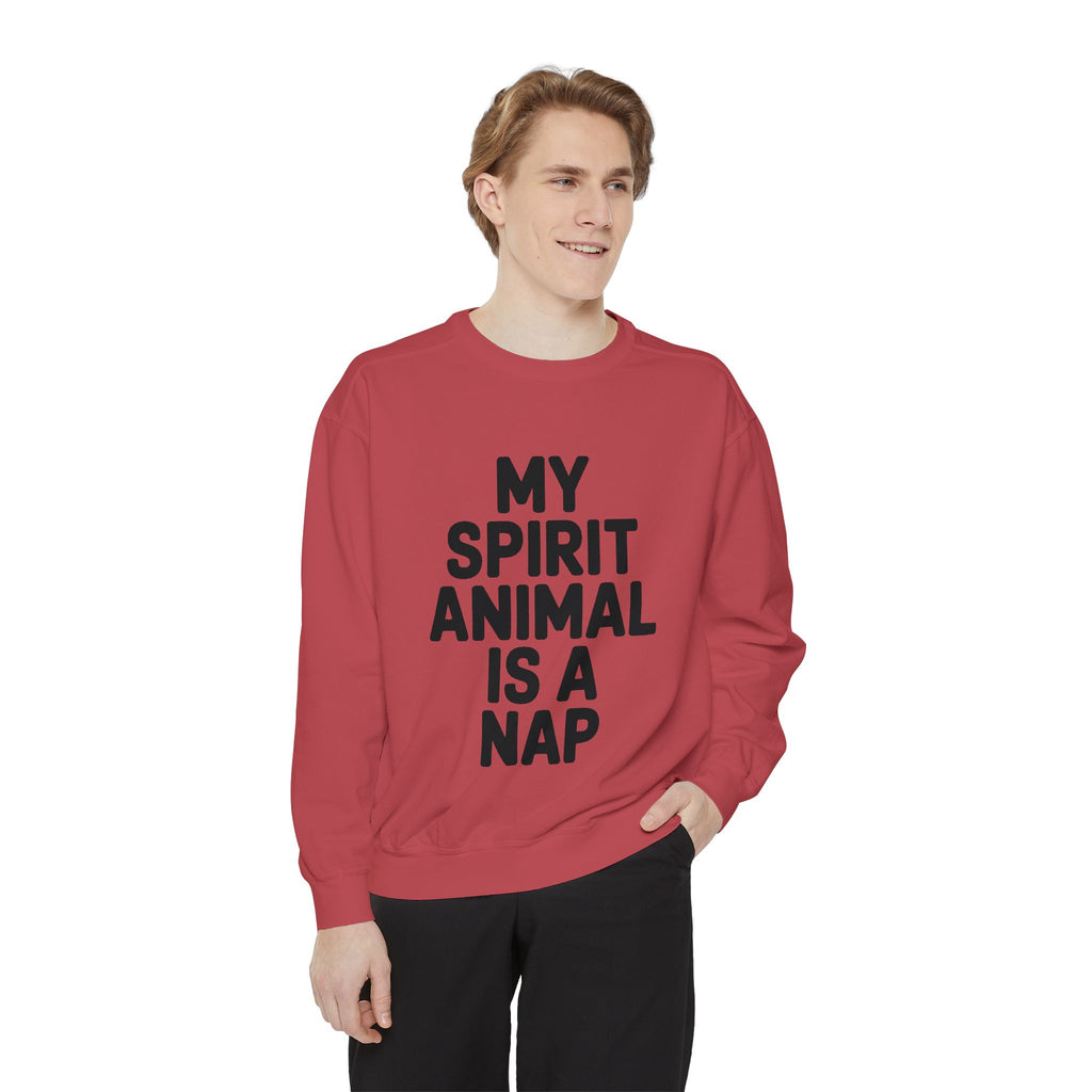 My Spirit Animal Is A Nap Sweatshirt, Funny Nap Lover Crewneck, Lazy Day Embroidered Sweatshirt Gift