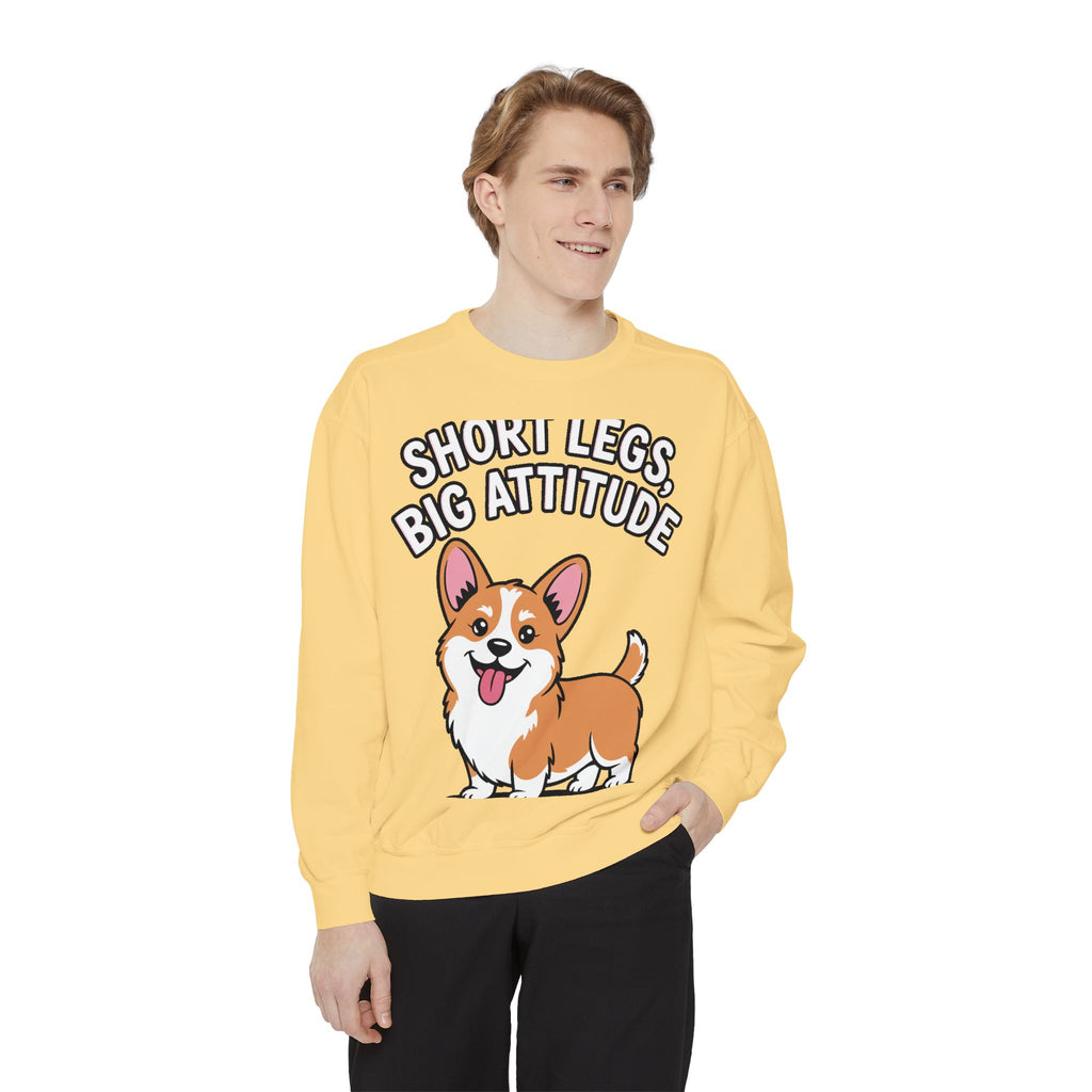 Short Legs Big Attitude Corgi Sweatshirt, Funny Corgi Crewneck, Cute Dog Lover Gift, Embroidered Patch Style Corgi Sweater
