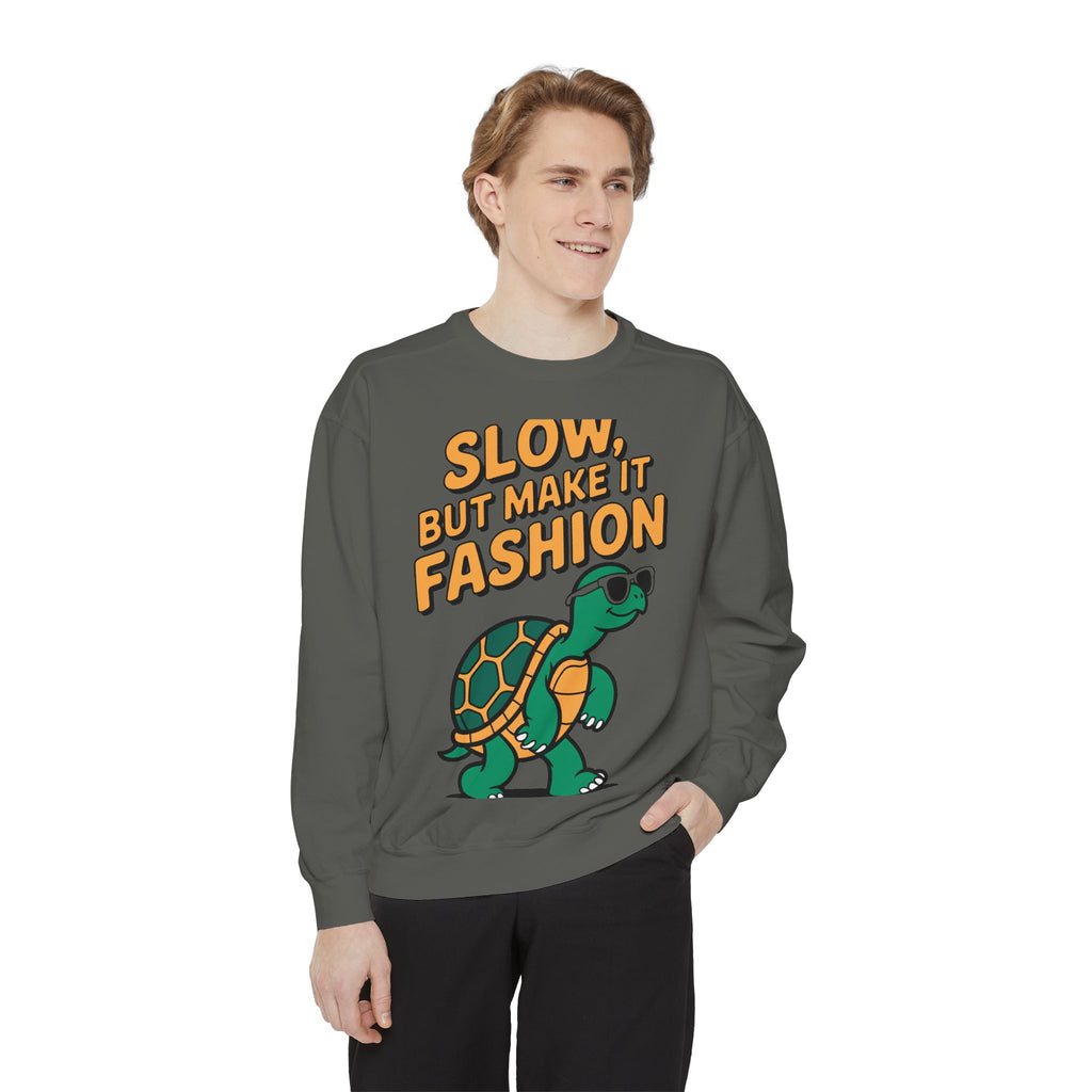 Funny Turtle Sweatshirt, Slow But Make It Fashion Crewneck, Cute Sunglasses Turtle Sweater, Retro Turtle Lover Gift