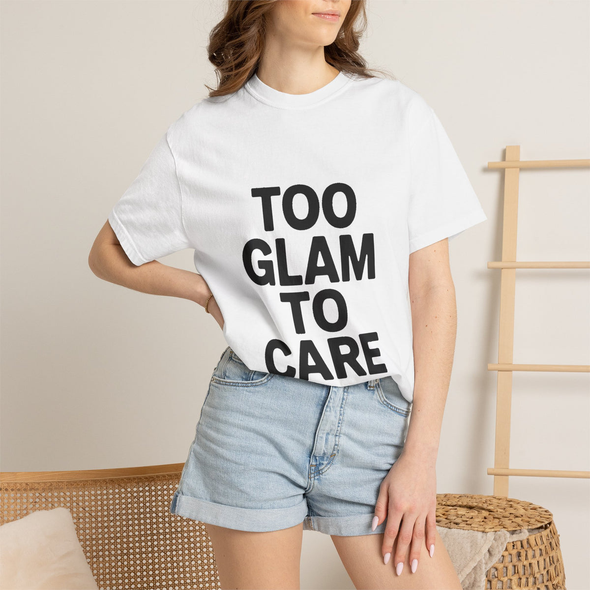 Too Glam To Care Shirt, Bold Typography T-Shirt, Sassy Quote Tee, Minimalist Statement Shirt, Trendy Gift for Her
