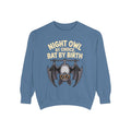 Night Owl By Choice Bat Sweatshirt, Funny Bat Lover Crewneck, Cute Halloween Sweatshirt, Embroidered Patch Style Bat Shirt Gift