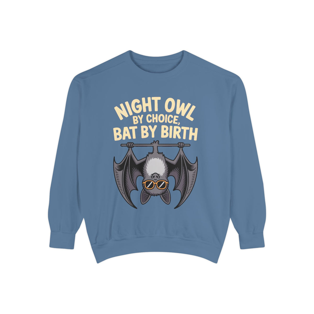 Night Owl By Choice Bat Sweatshirt, Funny Bat Lover Crewneck, Cute Halloween Sweatshirt, Embroidered Patch Style Bat Shirt Gift