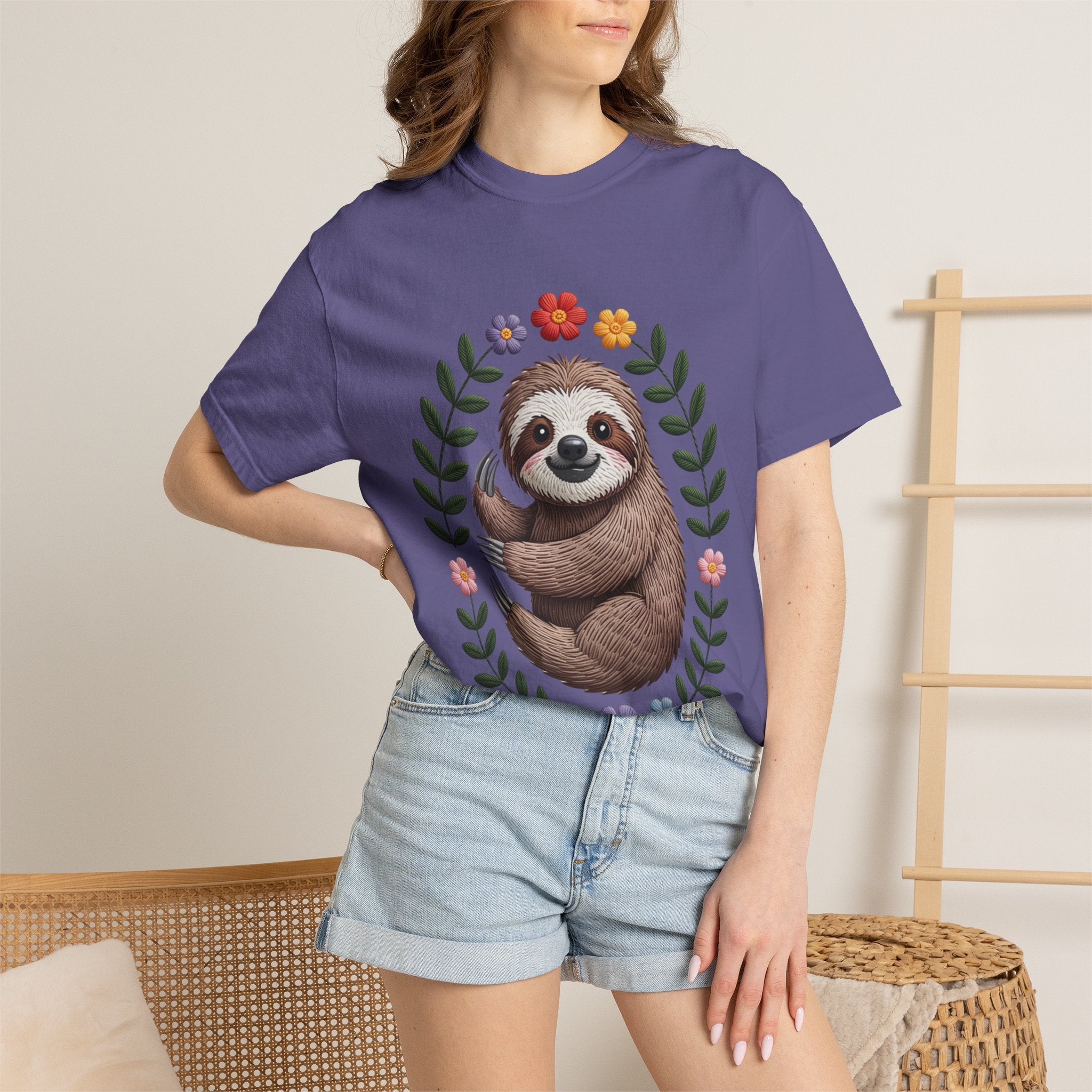 Floral Sloth T-Shirt