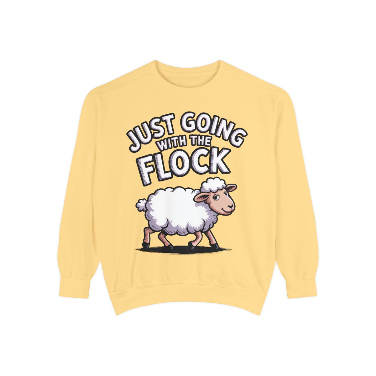 Funny Sheep Sweatshirt, Going With The Flock Crewneck, Cute Cartoon Sheep Embroidered Sweatshirt, Sarcastic Gift for Introvert
