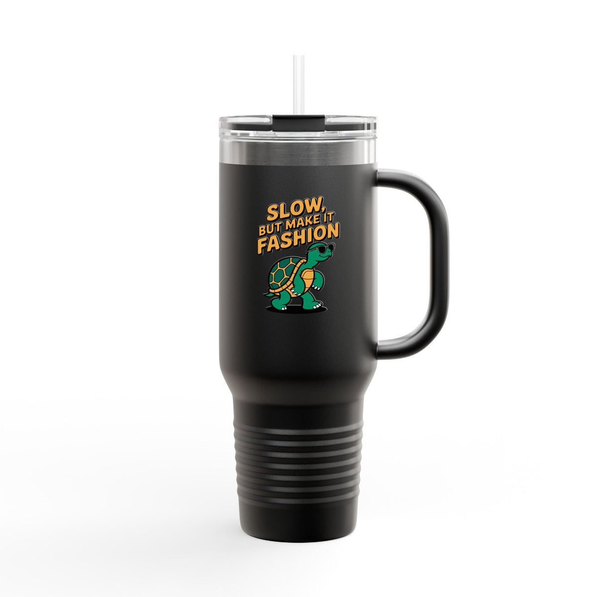 Slow But Fashion Turtle Travel Mug, Funny Turtle Tumbler, Cute Sunglasses Turtle 40oz Cup, Sassy Animal Lover Gift