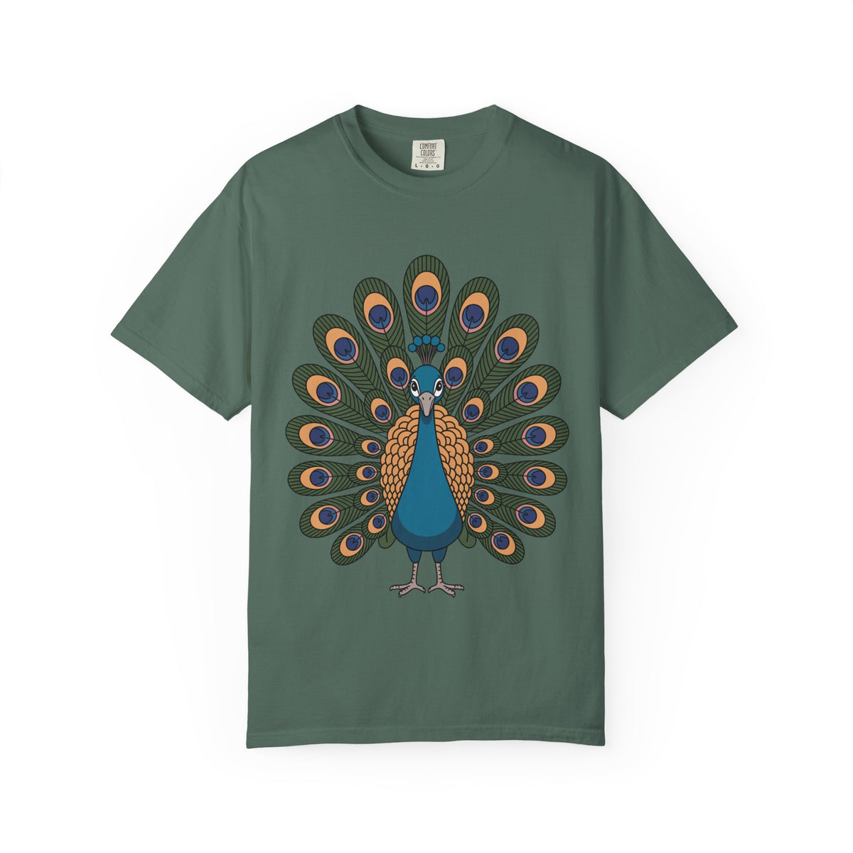 Cute Peacock T-Shirt, Fanned Feathers Bird Lover Gift Tee, Cartoon Peacock Graphic Shirt for Nature Lovers