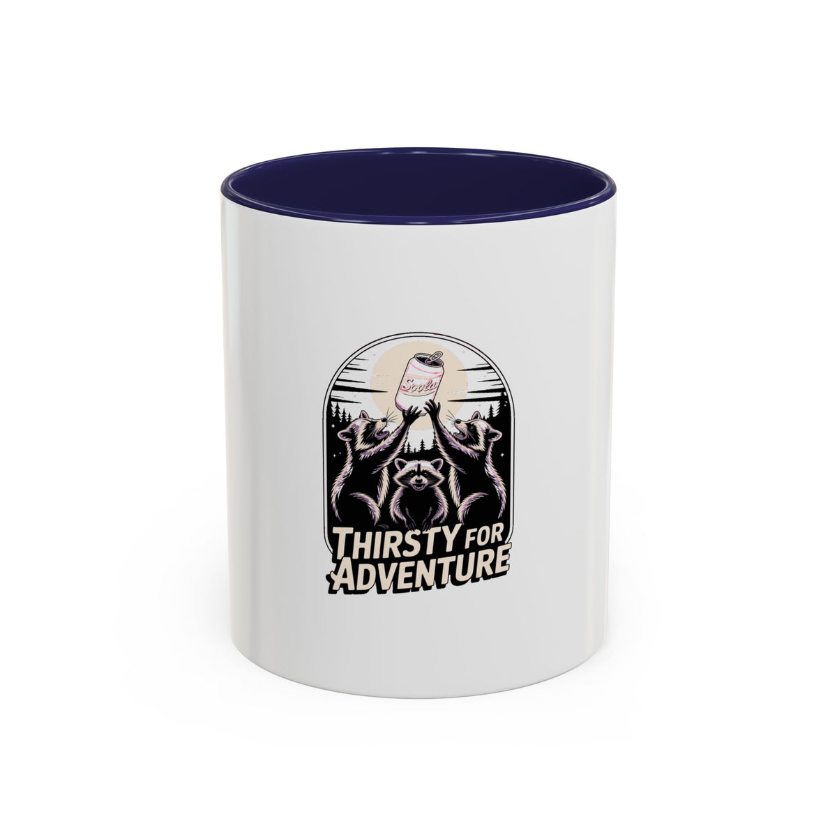 Thirsty For Adventure Raccoons Mug, Funny Vintage Poster Mug, Retro Raccoon Coffee Cup, Camping Adventure Gift Mug