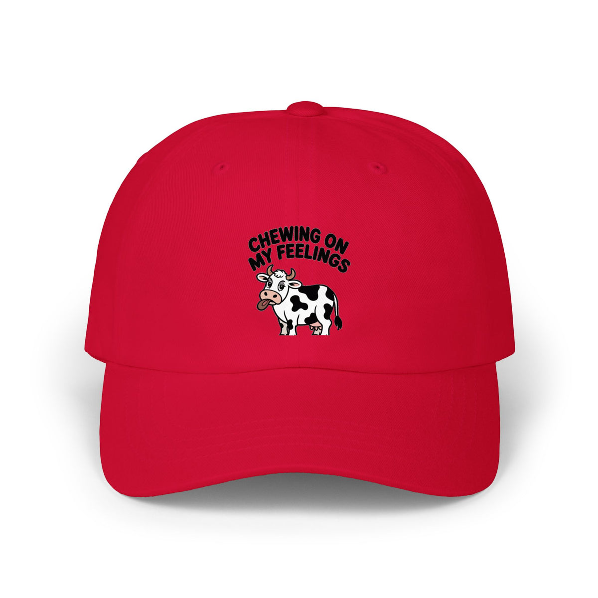 Chewing On My Feelings Dad Hat, Funny Cow Embroidered Cap, Cute Cow Lover Gift, Sarcastic Mental Health Hat, Unstructured Dad Cap