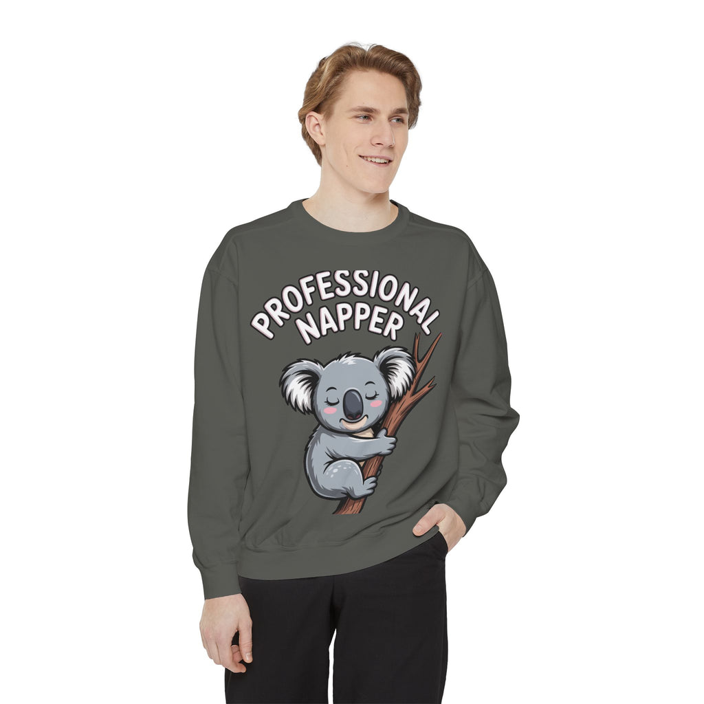 Professional Napper Koala Sweatshirt, Funny Koala Crewneck, Cute Nap Lover Gift, Cozy Animal Sweatshirt for Sleepy Souls
